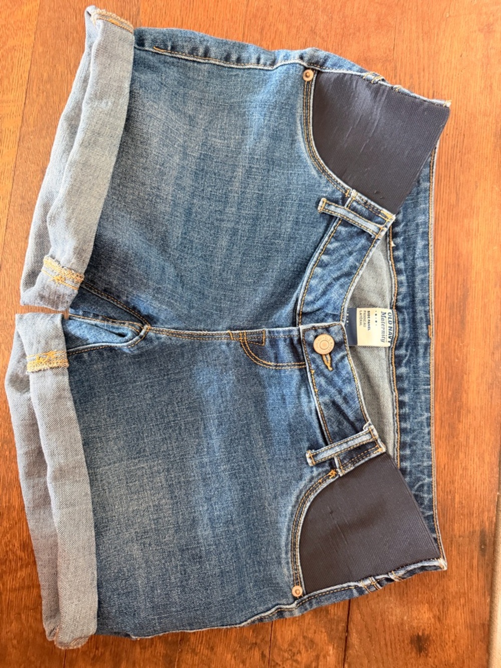 Women's Blue Denim Jean Shorts with Stretch Panels